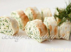 Рулетики с сыром и зеленью